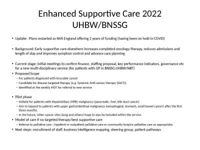 Enhanced Supportive Care 2022 UHBW/BNSSG