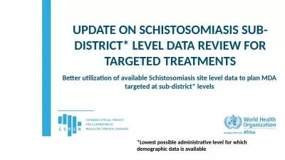 UPDATE ON SCHISTOSOMIASIS