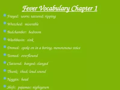 Fever Vocabulary Chapter 1