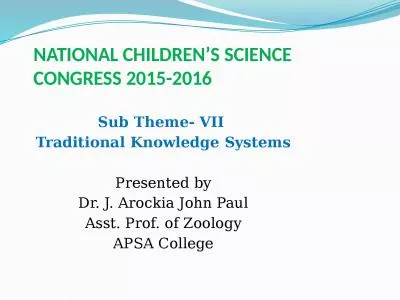 NATIONAL CHILDREN’S SCIENCE CONGRESS 2015-2016
