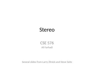 Stereo CSE  576 Ali Farhadi