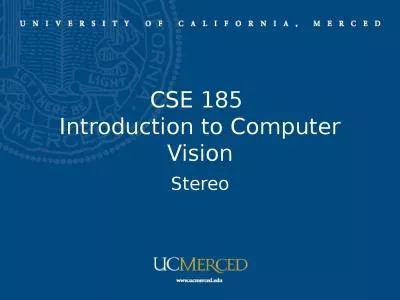 CSE 185  Introduction to Computer Vision