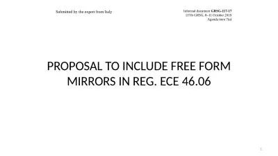 PROPOSAL TO INCLUDE FREE FORM MIRRORS IN REG. ECE 46.06