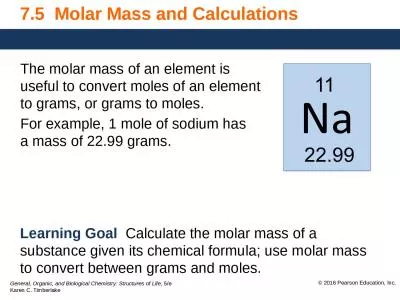 7.5  Molar Mass and Calculations