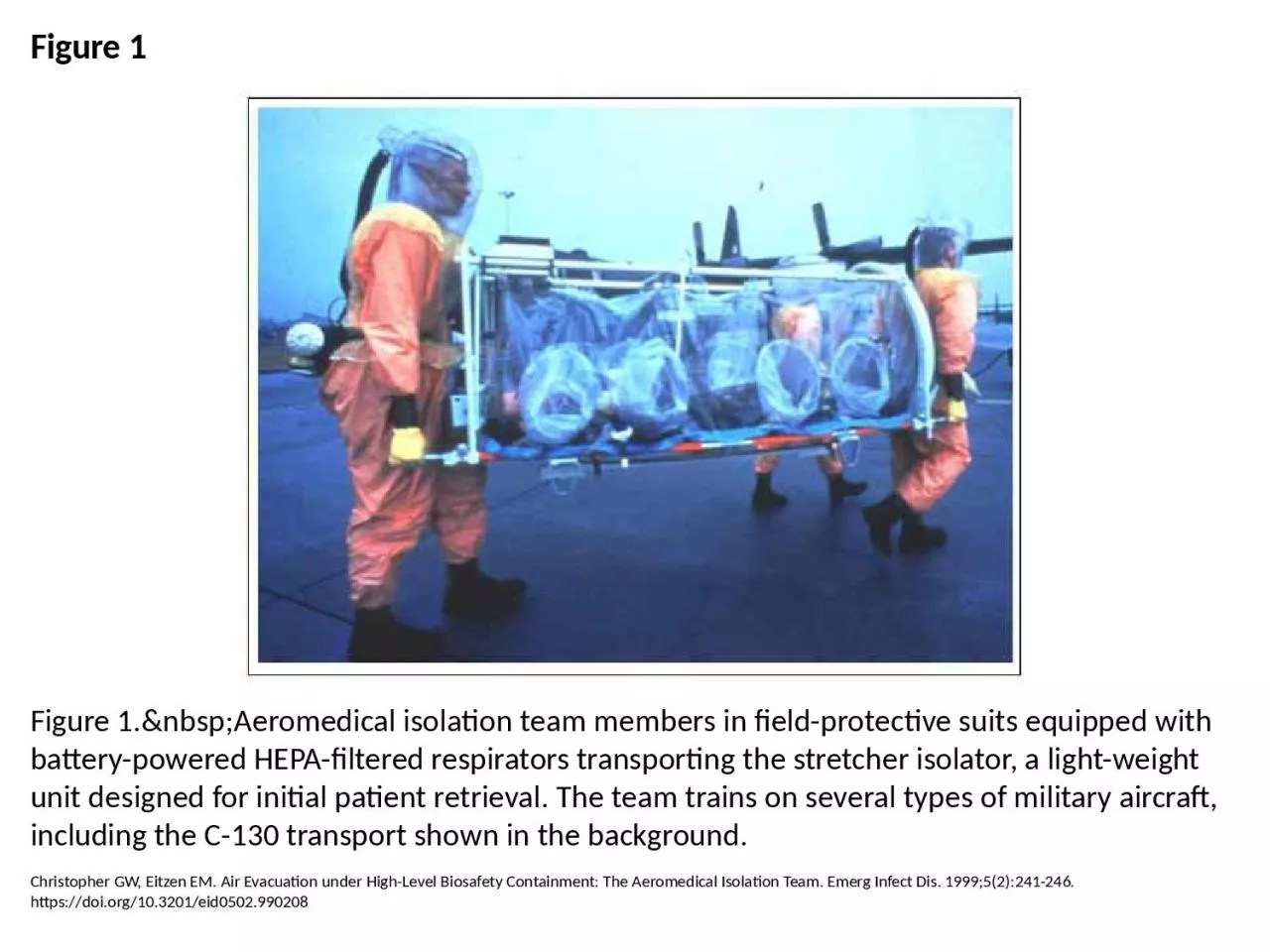 PPT-Figure 1 Figure 1.&nbsp;Aeromedical isolation team members in field-protective suits