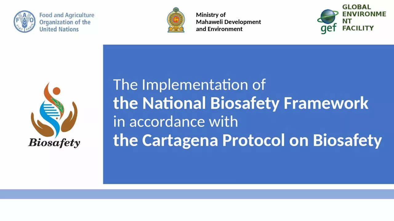 PPT-The Implementation of the National Biosafety Framework