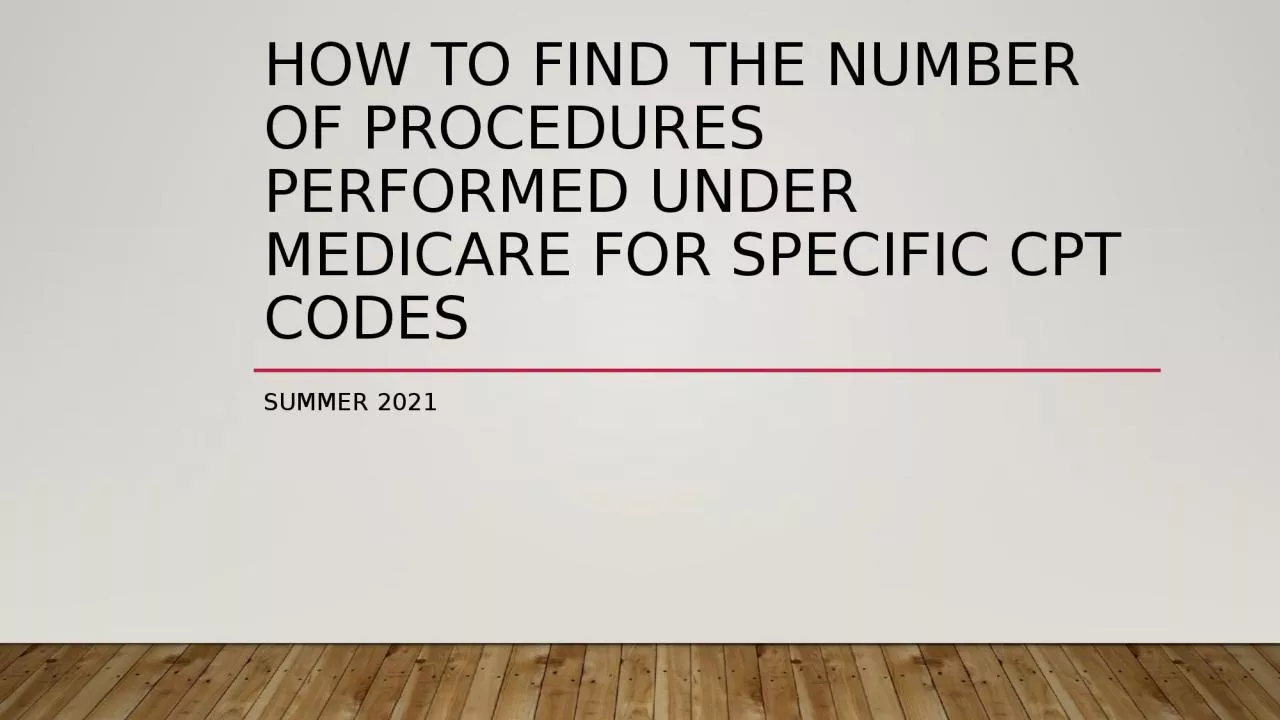 How to find the Number of procedures performed under Medicare for specific CPT codes