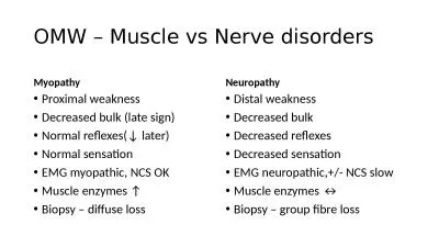 OMW – Muscle vs Nerve disorders