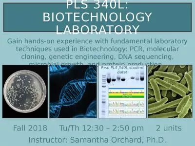 PLS 340L: biotechnology laboratory