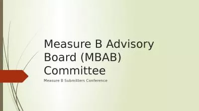 Measure B Advisory Board (MBAB) Committee