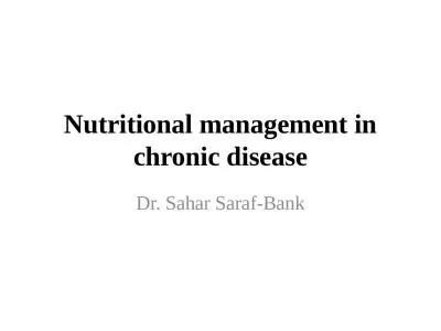 Nutritional management in chronic disease