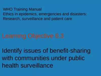 Learning Objective 6.3 Identify issues of benefit-sharing with communities under public