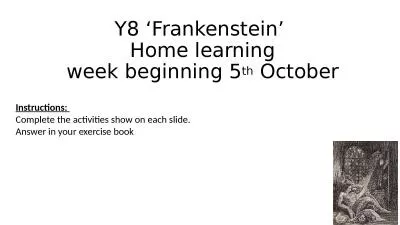 Y8 ‘Frankenstein’  Home learning