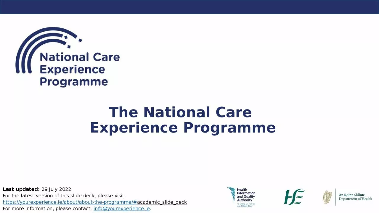 PPT-The National Care Experience Programme