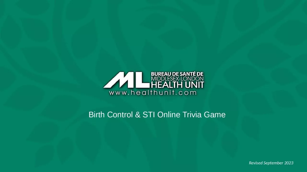 Birth Control & STI Online Trivia Game