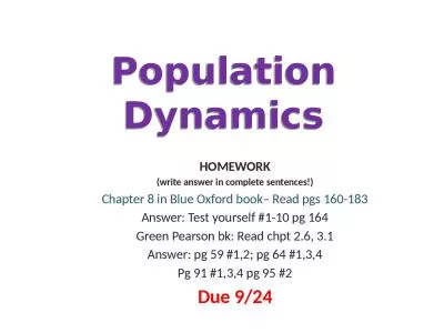Population Dynamics HOMEWORK