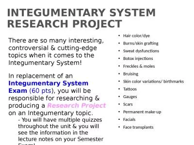 INTEGUMENTARY SYSTEM RESEARCH PROJECT