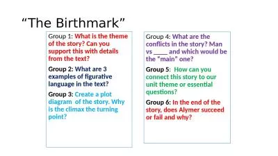 “The Birthmark” Group 1: