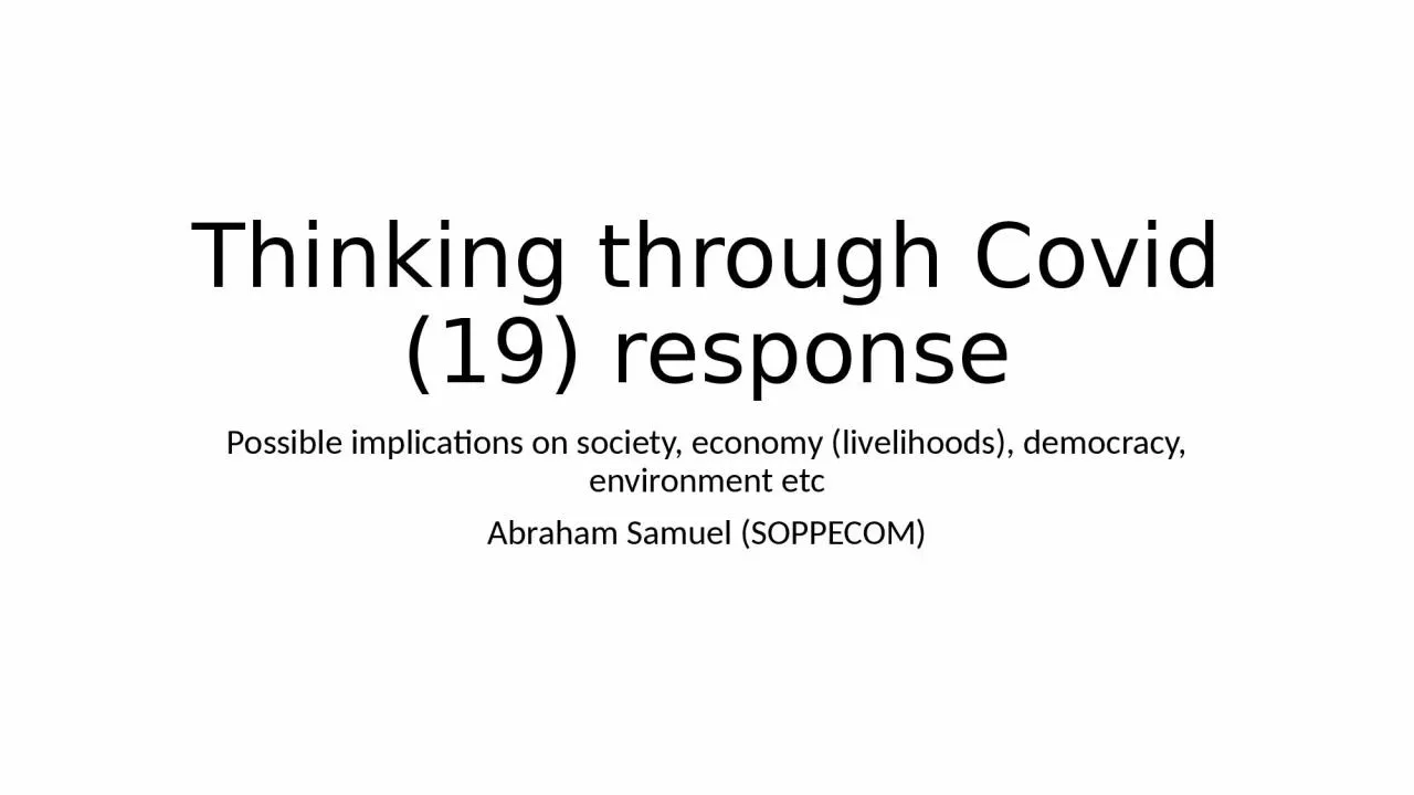 Thinking through  Covid  (19) response