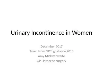 Urinary Incontinence in Women