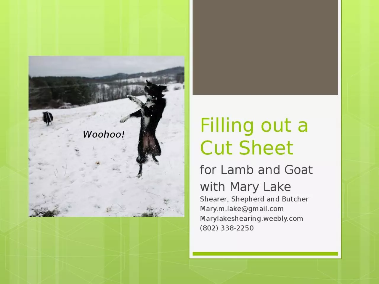 PPT-Filling out a Cut Sheet for Lamb and Goat