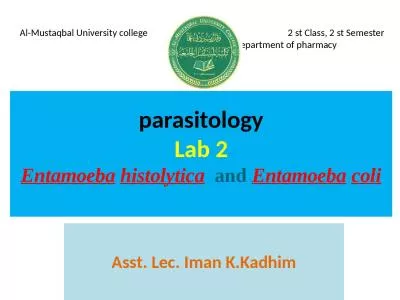 parasitology Lab 2 Entamoeba