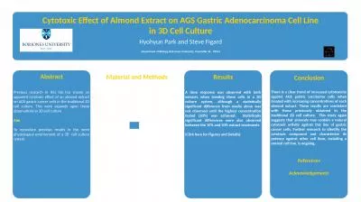 Cytotoxic Effect of Almond Extract on AGS Gastric Adenocarcinoma Cell Line in 3D Cell