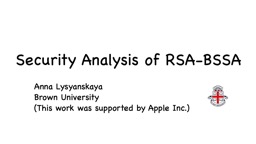 Security Analysis of RSA-BSSA