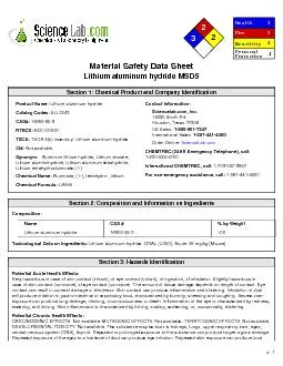 Material Safety Data SheetLithium aluminum hydride MSDS