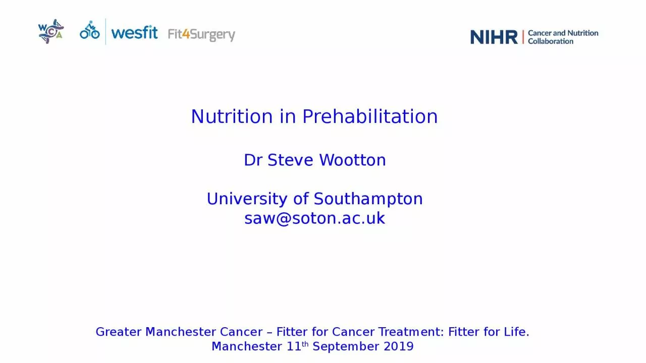 Nutrition in  Prehabilitation
