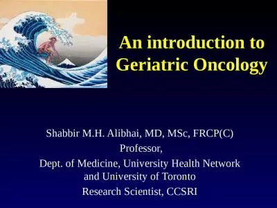 An introduction to Geriatric Oncology