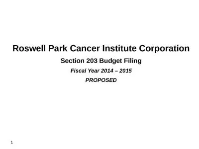 1 Roswell Park Cancer Institute Corporation