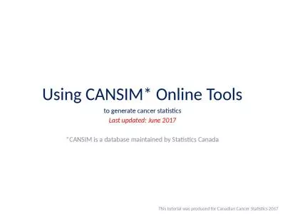 Using CANSIM* Online Tools