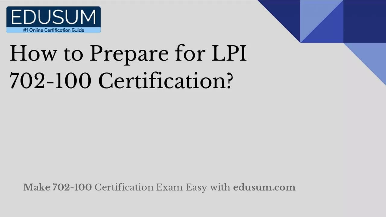 PDF-How to Prepare for LPI 702-100 Certification