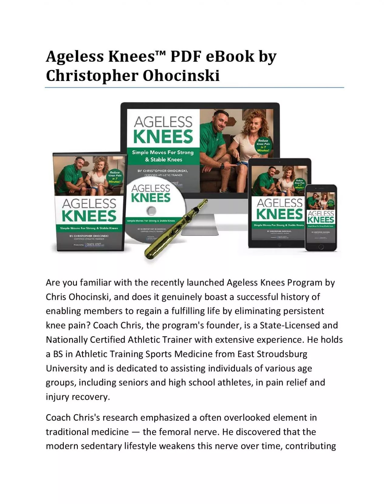 PDF-Ageless Knees™ PDF eBook Download Christopher Ohocinski