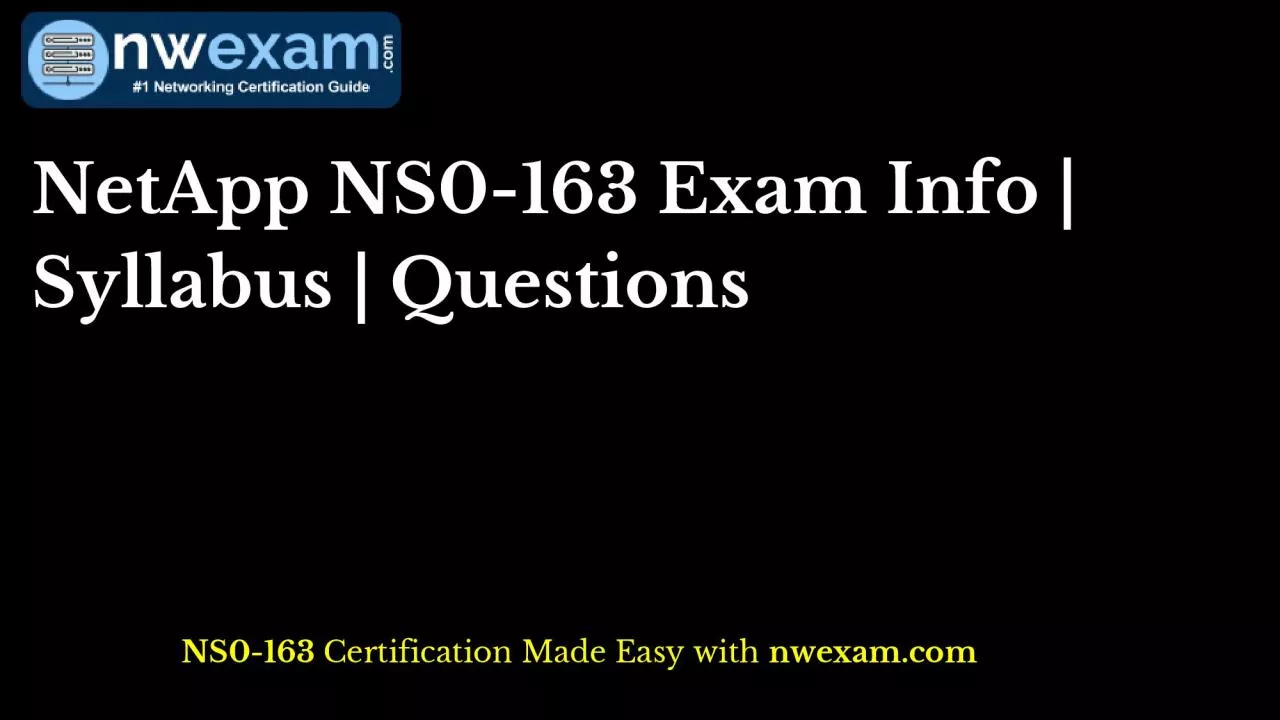 PDF-NetApp NS0-163 Exam Info | Syllabus | Questions