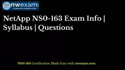 NetApp NS0-163 Exam Info | Syllabus | Questions