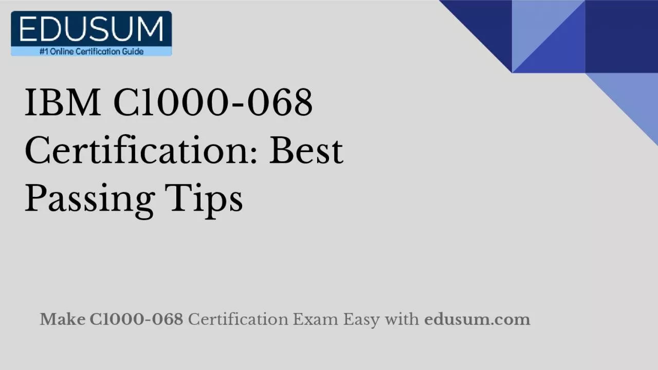 PDF-IBM C1000-068 Certification: Best Passing Tips