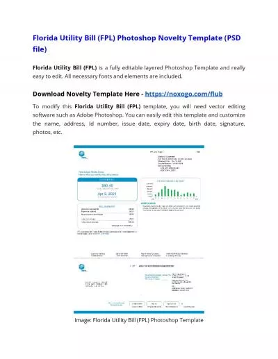 Florida Utility Bill (FPL) Photoshop Novelty Template