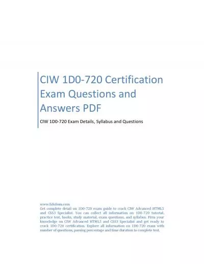 CIW 1D0-720 Certification Exam Questions and Answers PDF