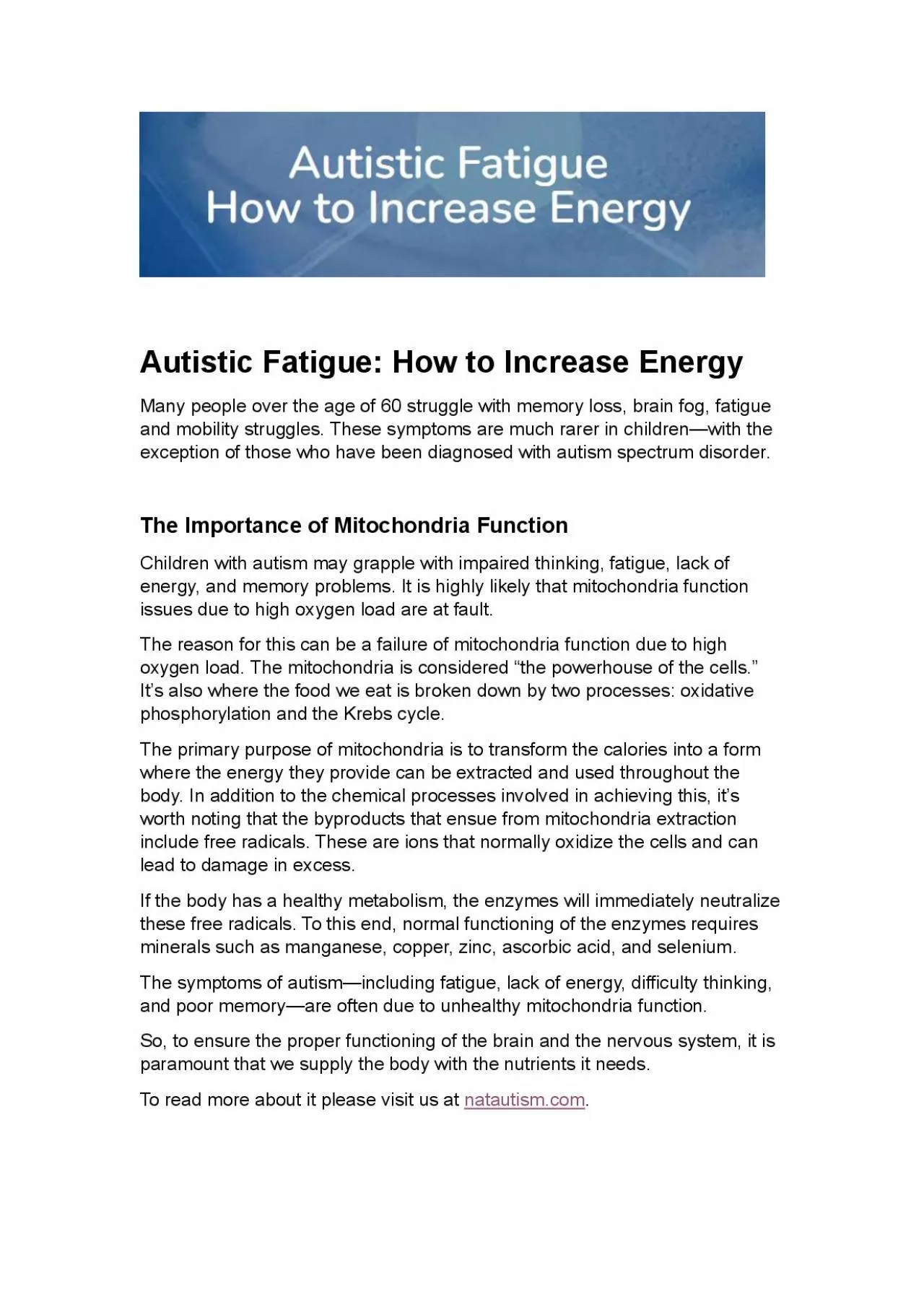 PDF-Autistic Fatigue: How to Increase Energy