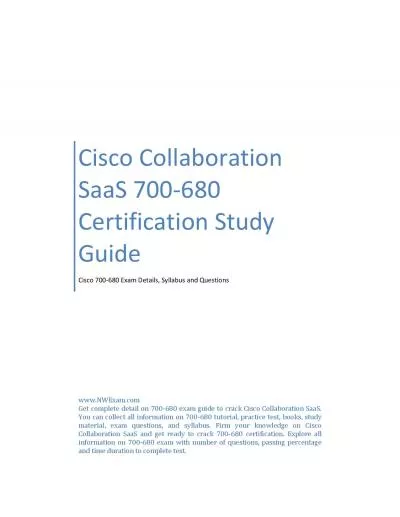 Cisco Collaboration SaaS 700-680 Certification Study Guide