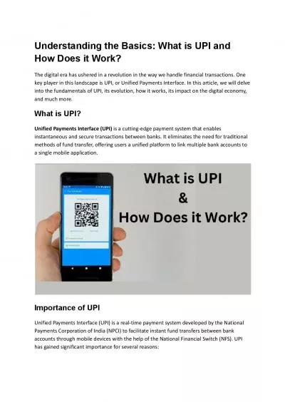 Understanding the Basics: What is UPI and How Does it Work?