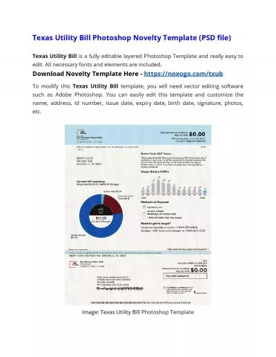 Texas Utility Bill Photoshop Novelty Template