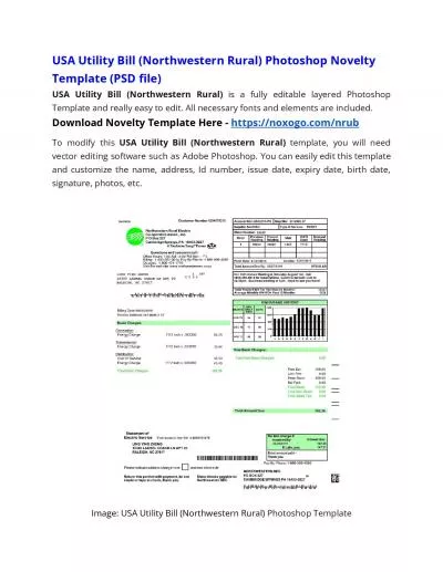 USA Utility Bill (Northwestern Rural) Microsoft Word Novelty Template