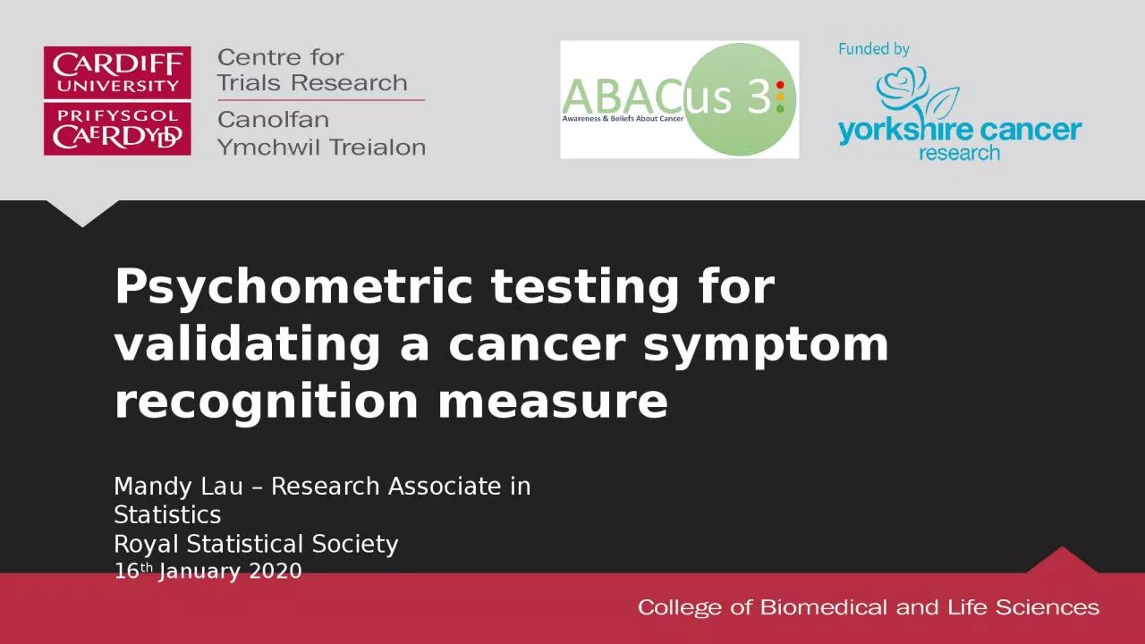 PPT-Psychometric testing for validating a cancer symptom recognition measure