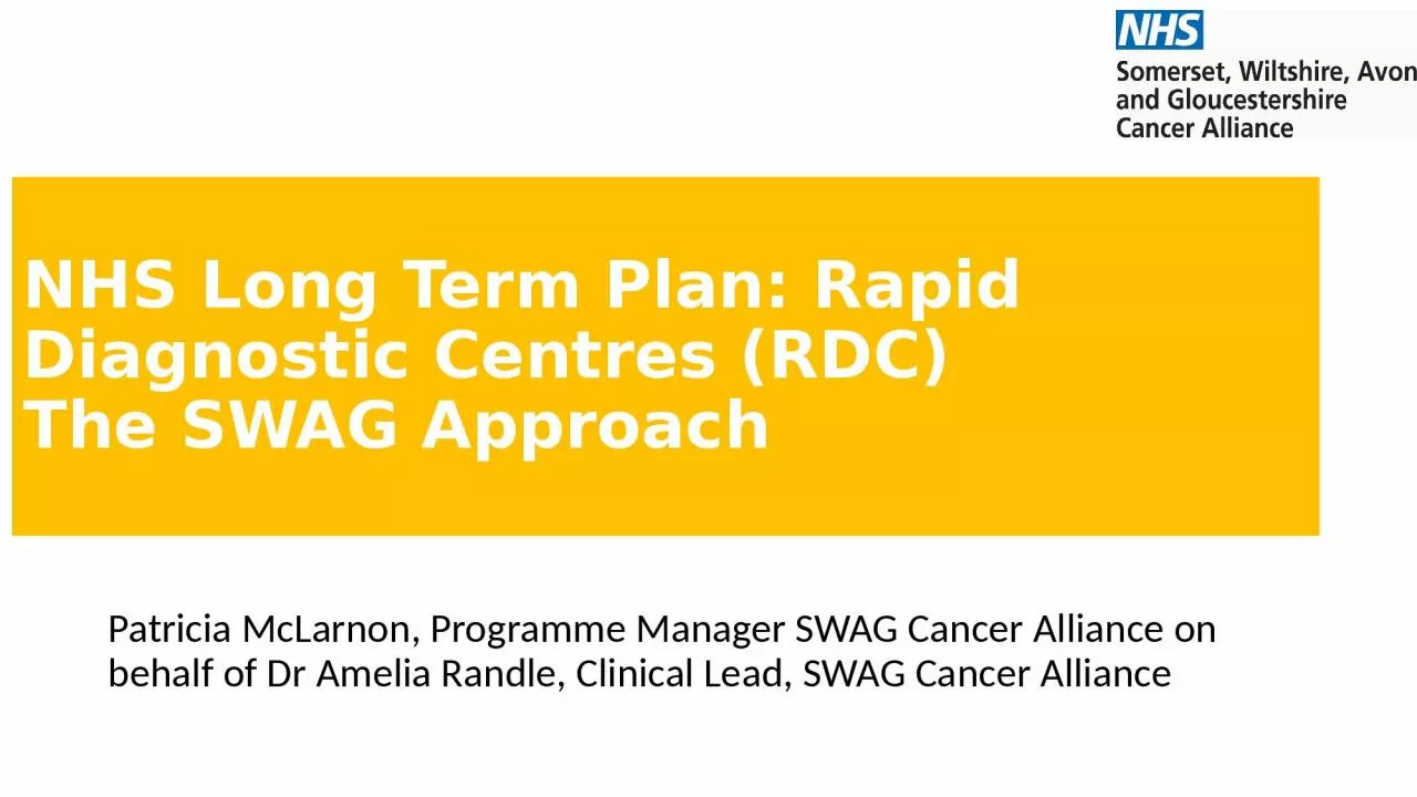 NHS Long Term Plan: Rapid Diagnostic Centres (RDC)