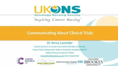 Dr  Verna Lavender Senior Lecturer in Cancer Care Oxford Brookes University