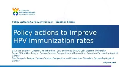 Policy Actions to Prevent Cancer – Webinar Series