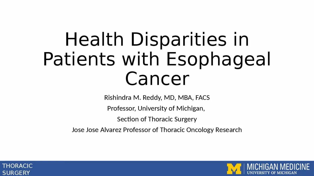 Health Disparities in Patients with Esophageal Cancer